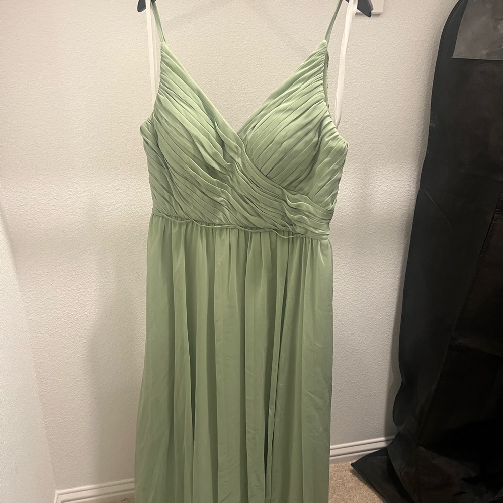 Green Ruched Wrap Maxi Dress for Wedding Guest